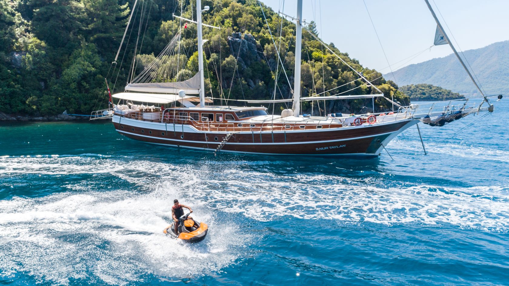 Enjoy an affordable gulet charter in Turkey aboard S Nur Taylan, featuring free meals, luxury amenities, and exciting water sports.