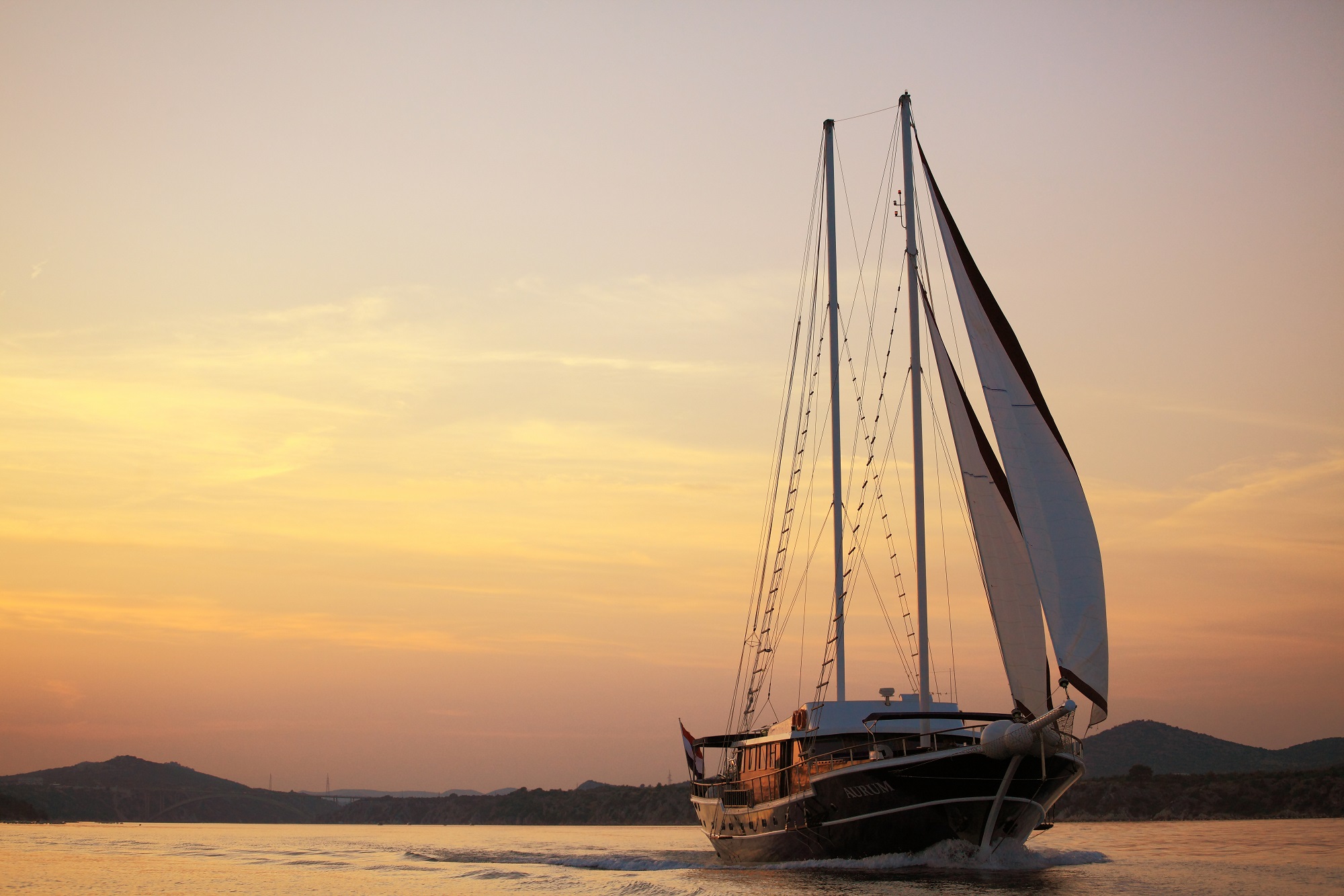 The Gulet Aurum Sailing Through the Adriatic